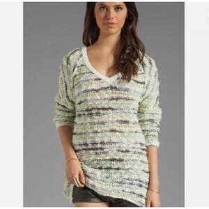 Free People Marled Songbird Long Sleeve Wool Blend Striped Sweater Size Large